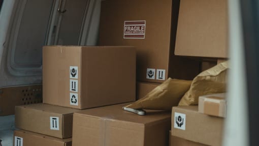 van loaded with boxes